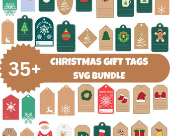 Paquete SVG de etiquetas de regalo de Navidad: archivos cortados con láser (descarga digital)