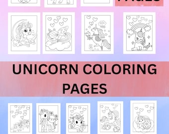 Unicorn Coloring Pages, Magical Illustrations (PDF Download)