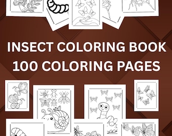 Insect Coloring Pages, 100 Designs for Kids (Digital Download)
