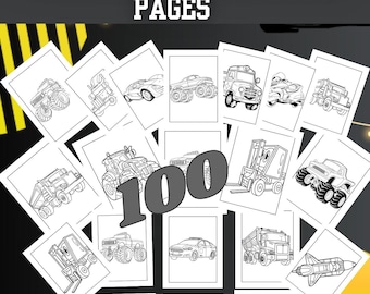 Dibujos de vehículos para colorear para niños: 100 hojas de actividades imprimibles sobre vehículos, PDF (descarga digital)