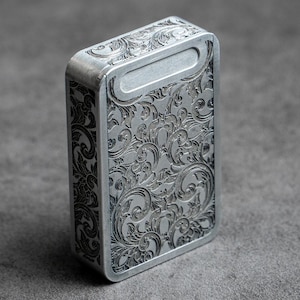 Aluminum Nicotine Pouch Case | Gun Scroll Stonewashed Ornate Design