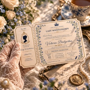 Regency Ticket Einladung Vorlage Tee Party Geburtstag Einladen Elegante Brautdusche Ticket Vintage Canva Einladung
