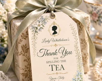 Spill The Tea Party Favor Tag Template Thank You Tag Baby Shower Spill The Tea Editable Canva Tag Bridal Shower Vintage Garden Party