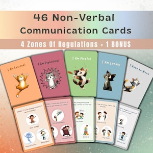 PECs Autism Communication Cards NonVerbal & Speech Delay Visual Aid with Zones of Regulation