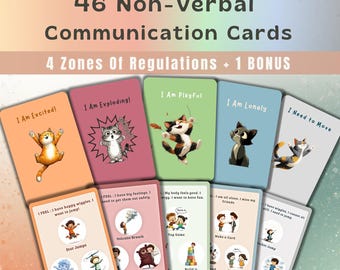 PECs Autism Communication Cards NonVerbal & Speech Delay Visual Aid with Zones of Regulation