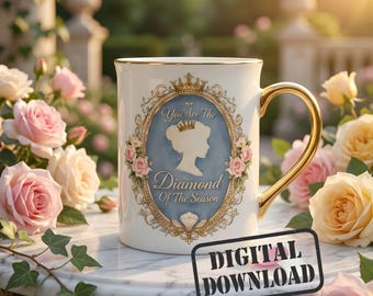 Tazza Diamante della Stagione PNG Tazza da caffè ispirata a Bridgerton Regency Romance Regalo romantico per lei Amanti vintage Download digitale
