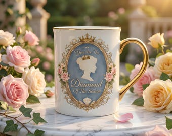 Taza Diamante de la Temporada PNG Bridgerton Inspirada en la novela romántica de la Regencia Taza de café Regalo romántico para ella Amantes de los libros históricos vintage