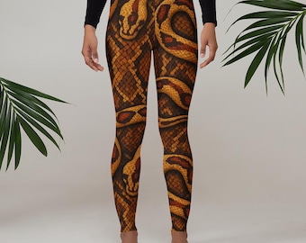 Snake Skin Leggings for Women • Python Print Yoga Pants • Reptile Pattern Workout Leggings Pilates