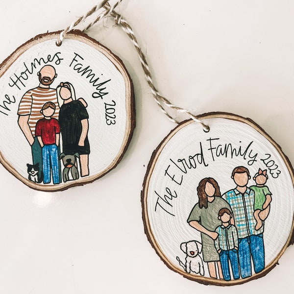 Christmas Custom Family Ornament, Housewarming Gift,Family Cartoon,Custom Family Portrait,Custom Ornament