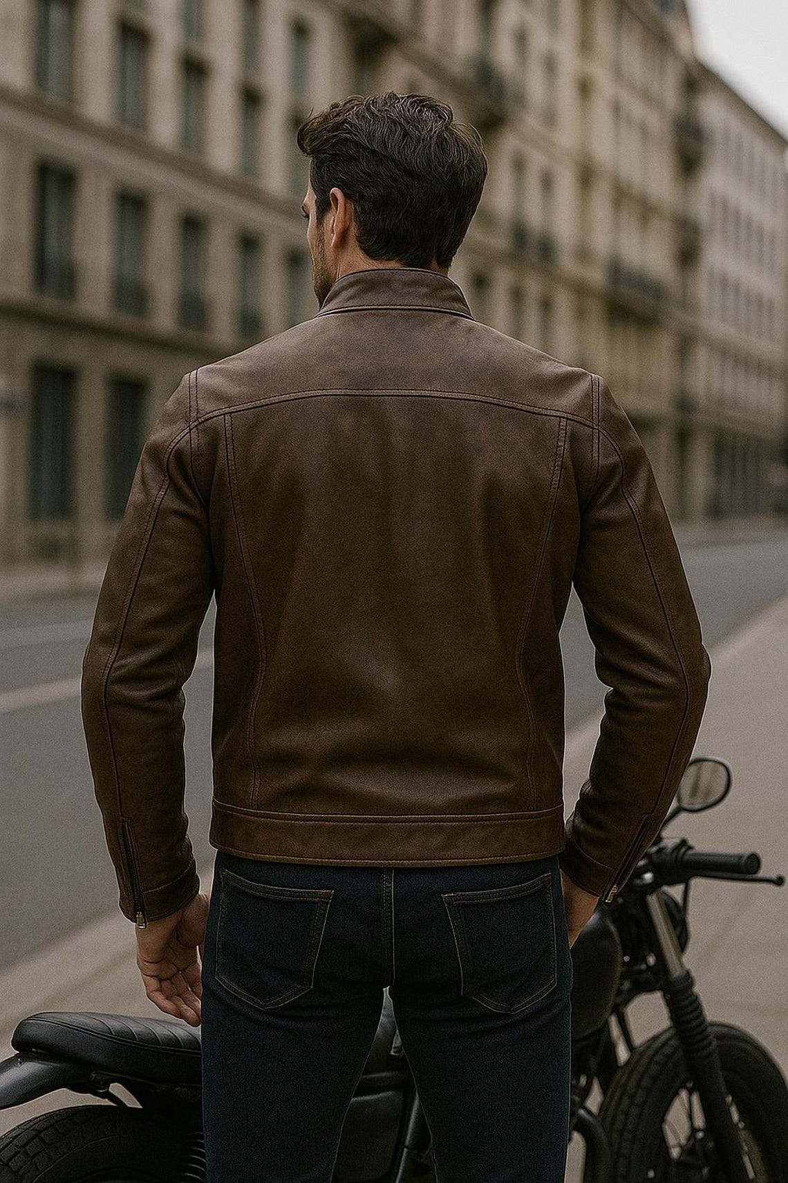 Men's Classic Black Leather Moto Biker Jacket – Genuine Cowhide main image 1