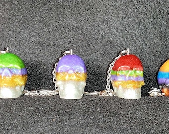 Skull Keychain: Handcrafted, Edgy Style.. long drop chanis. handcrafted Resin. (10 variations are available)_