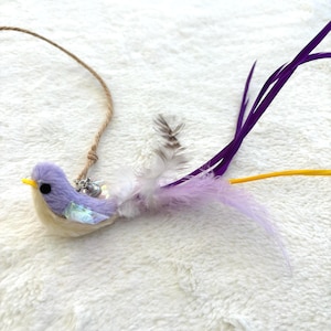 Feather Bird Cat Wand Toy, Interactive Teaser with Jute String
