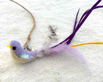 Feather Bird Cat Wand Toy, Interactive Teaser with Jute String