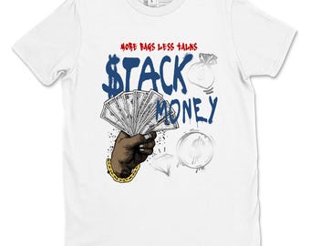 Stack Geld Grafik T-Shirt. Streetwear Grafik-T-Shirt. Passend dazu 12s French Blue