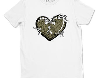 Heart With Ribbons graphic tee. Streetwear Graphic T-Shirt.  AJ3 Family Affair - 3s Medium Olive