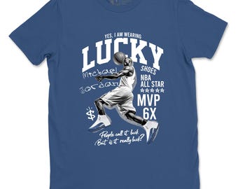 Lucky Player  Graphic Tee. Streetwear Graphic T-Shirt. Matching 12s French Blue