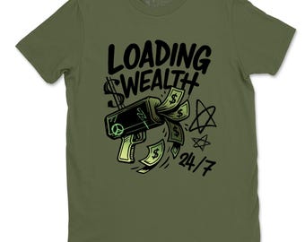 Laden Reichtum Grafik T-Shirt - beste T-Shirts mit jordans Foams Pine Green zu tragen