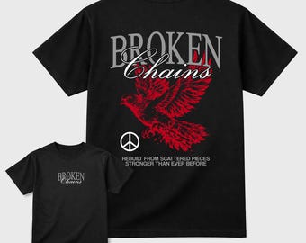 Camiseta gráfica Broken Chains. Camiseta gráfica de marca streetwear. Jordan 4 Toro Bravo