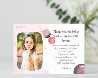 Celestial Thank You Card – Editable Birthday Favor Tag (Digital Download)