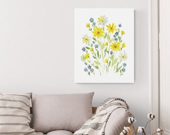 Yellow Daisy Watercolor Wall Art | Printed and Shipped | Cottagecore Home Decor