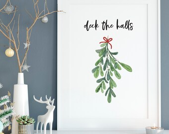 Mistletoe Watercolor Wall Art Print