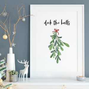 Deck the Halls Christmas Watercolor Wall Art Print - Etsy
