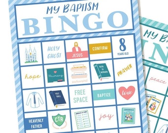 Baptism 8 year old BINGO Game, DIY Printable Instant Download | 8 is great | LDS Baptism Activity | Primary Game