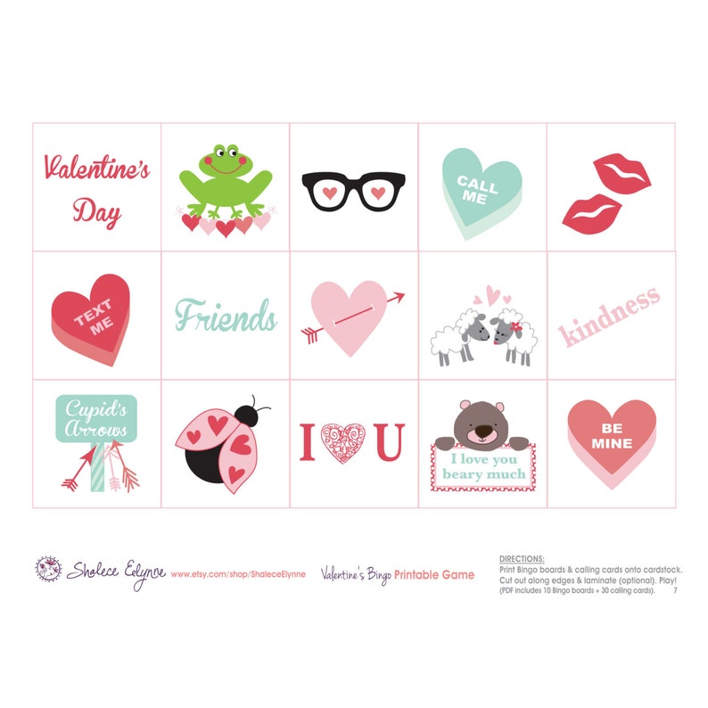Valentine's BINGO Printable Game, Instant Download - Etsy