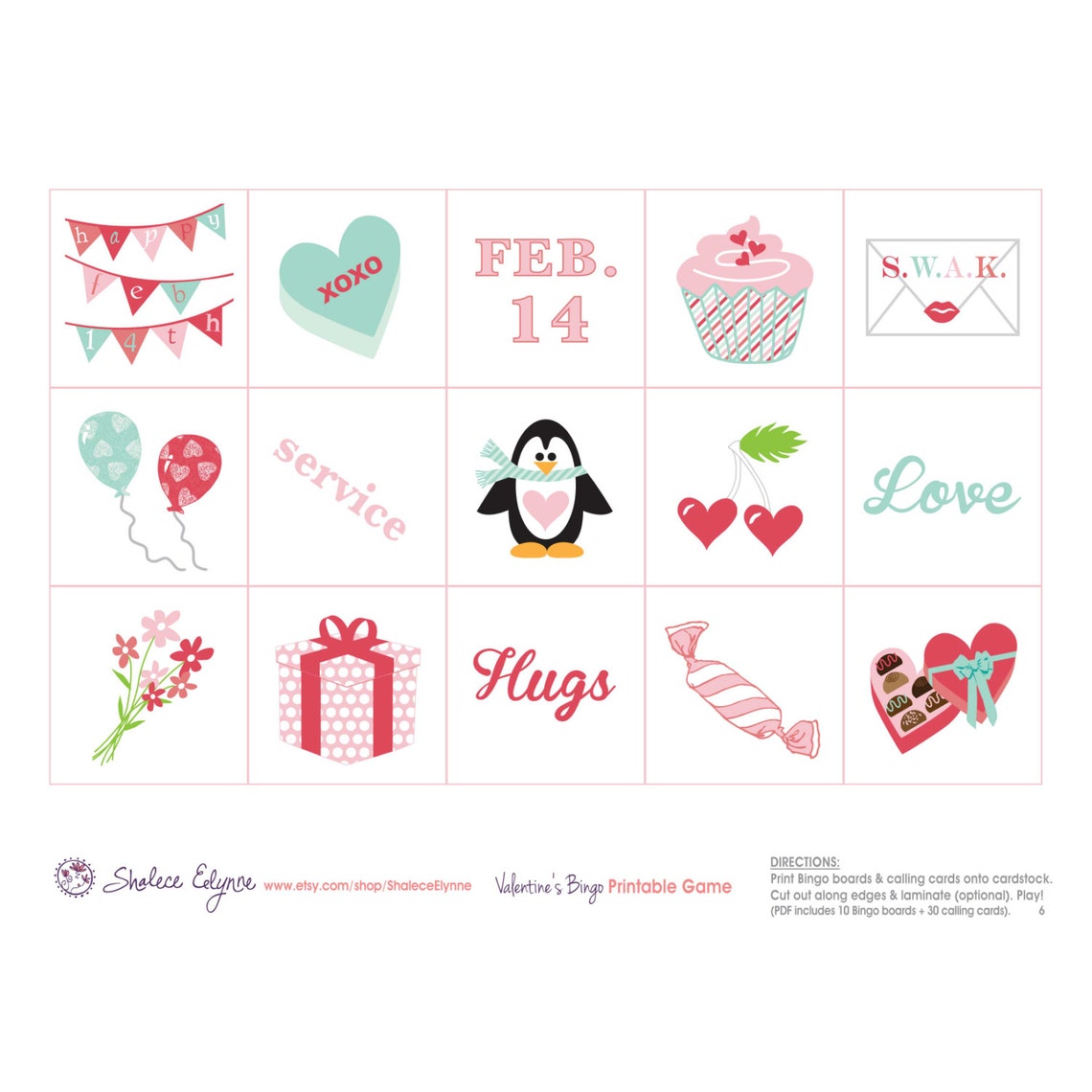 Valentine's BINGO Printable Game, Instant Download - Etsy