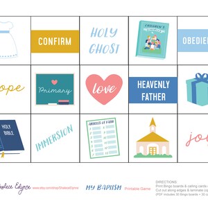 LDS Baptism BINGO Printable Game, Instant Download Stake Primary Activity Its Great to be 8 Church Activity Christian Bingo image 3