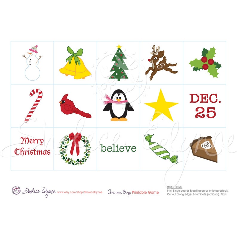 100 Christmas BINGO boards Printable Bingo Game Christmas Party Activities for Kids Classroom Holiday Bingo image 2