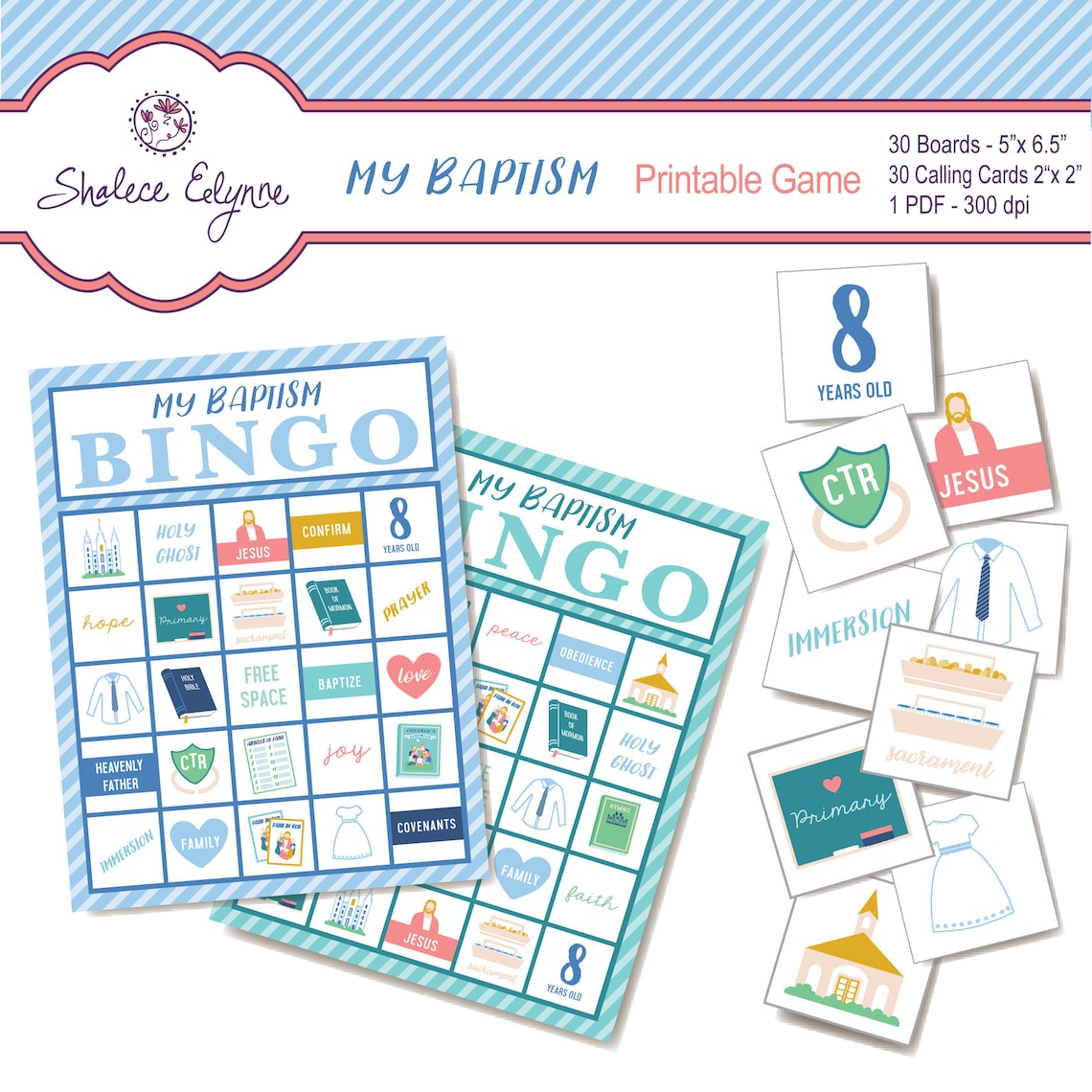 LDS Baptism BINGO Printable Game, Instant Download | Stake Primary ...