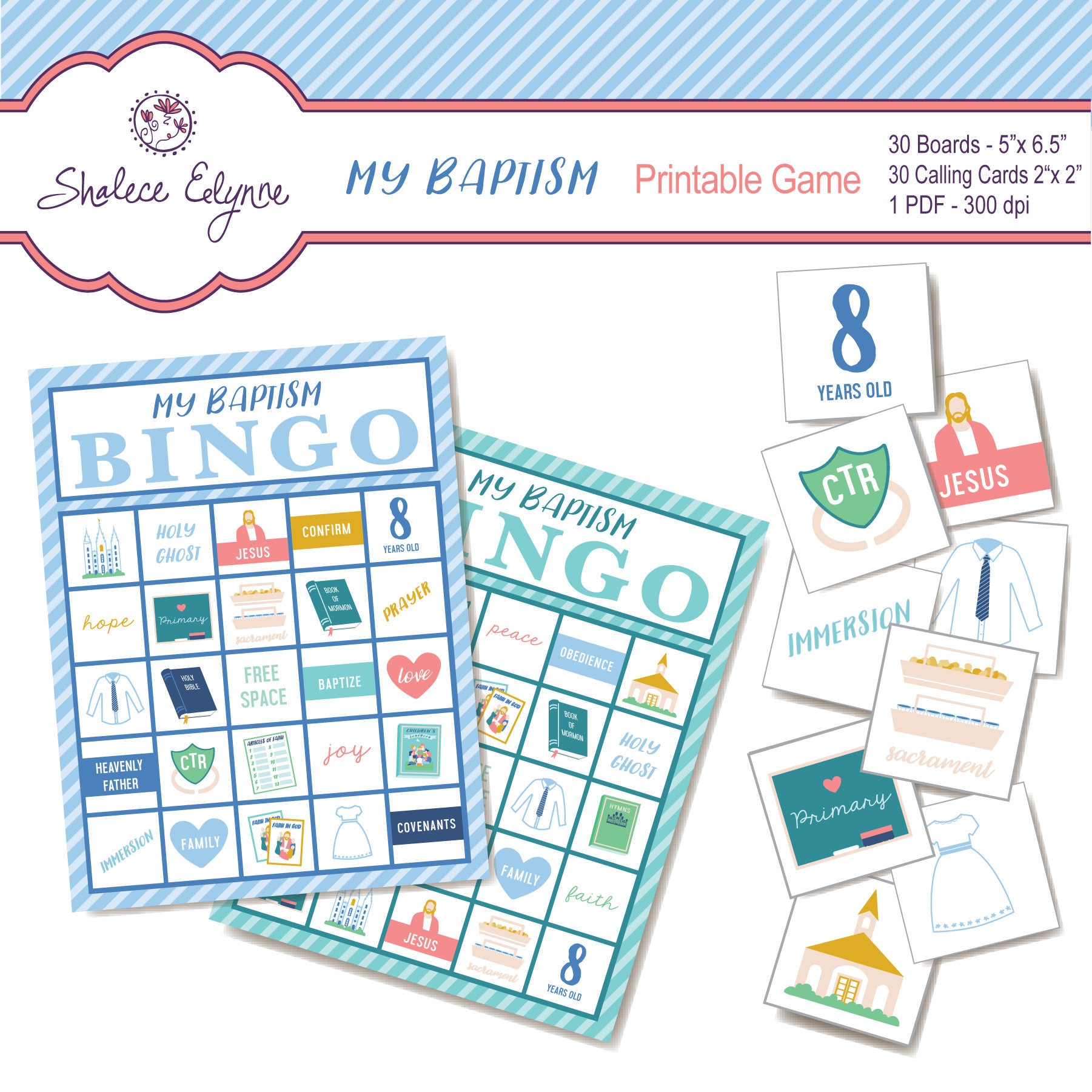 LDS Baptism BINGO Printable Game, Instant Download | Stake Primary ...