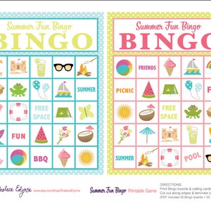 Summer Fun BINGO Printable Game, Instant Download image 4