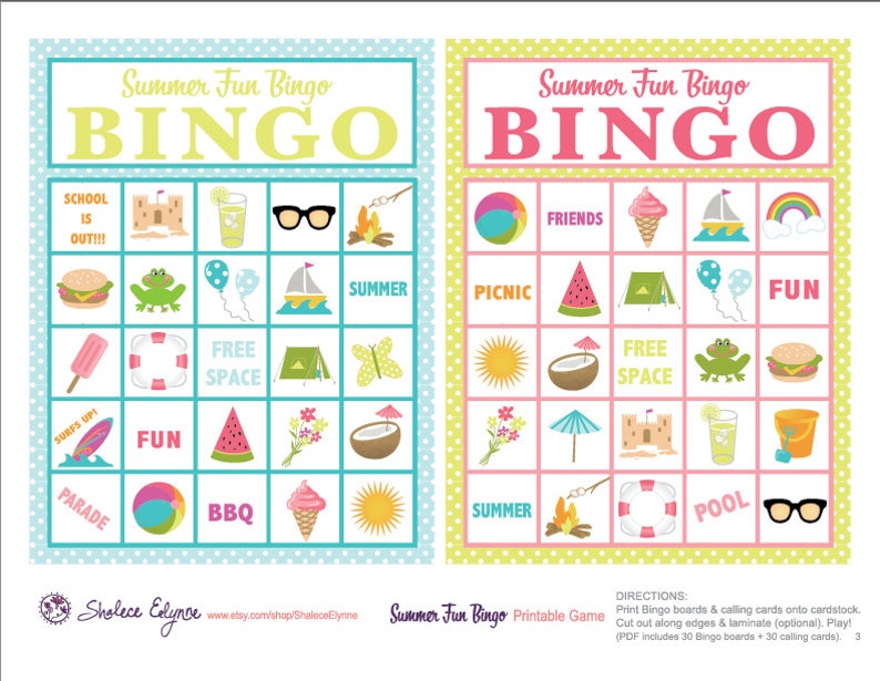 Summer Fun BINGO Printable Game, Instant Download image 4