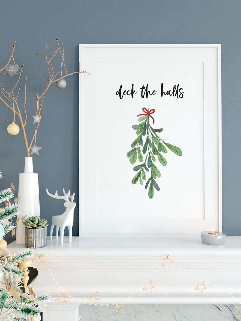 Deck the Halls Christmas Watercolor Wall Art Print - Etsy
