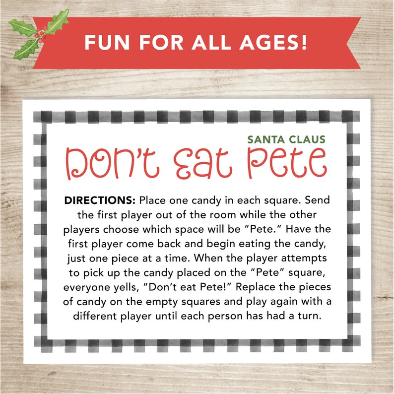 Don't Eat Pete Game Directions.