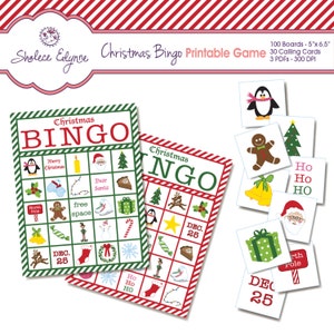100 Christmas BINGO boards Printable Bingo Game Christmas Party Activities for Kids Classroom Holiday Bingo image 1