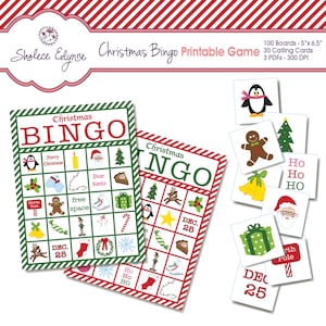 100 Weihnachts-BINGO-Boards (DIGITALER DOWNLOAD, Wird nicht versendet) Druckbare Bingo-Spiel-Weihnachtsfeier-Aktivitäten für Kinder im Klassenzimmer Ferien-Bingo