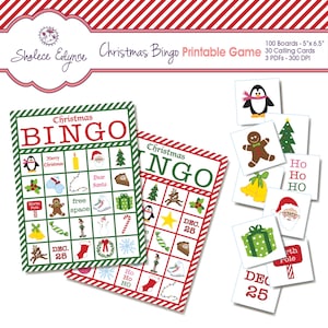 100 Christmas BINGO boards Printable Bingo Game Christmas Party Activities for Kids Classroom Holiday Bingo image 1