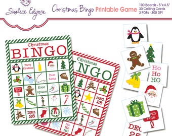 100 Christmas BINGO boards Printable  Bingo Game Christmas Party Activities for Kids Classroom Holiday Bingo