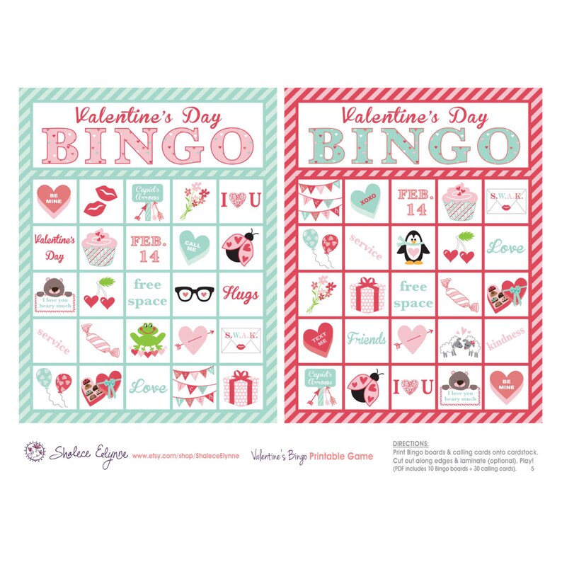 Valentine's BINGO Printable Game, Instant Download - Etsy
