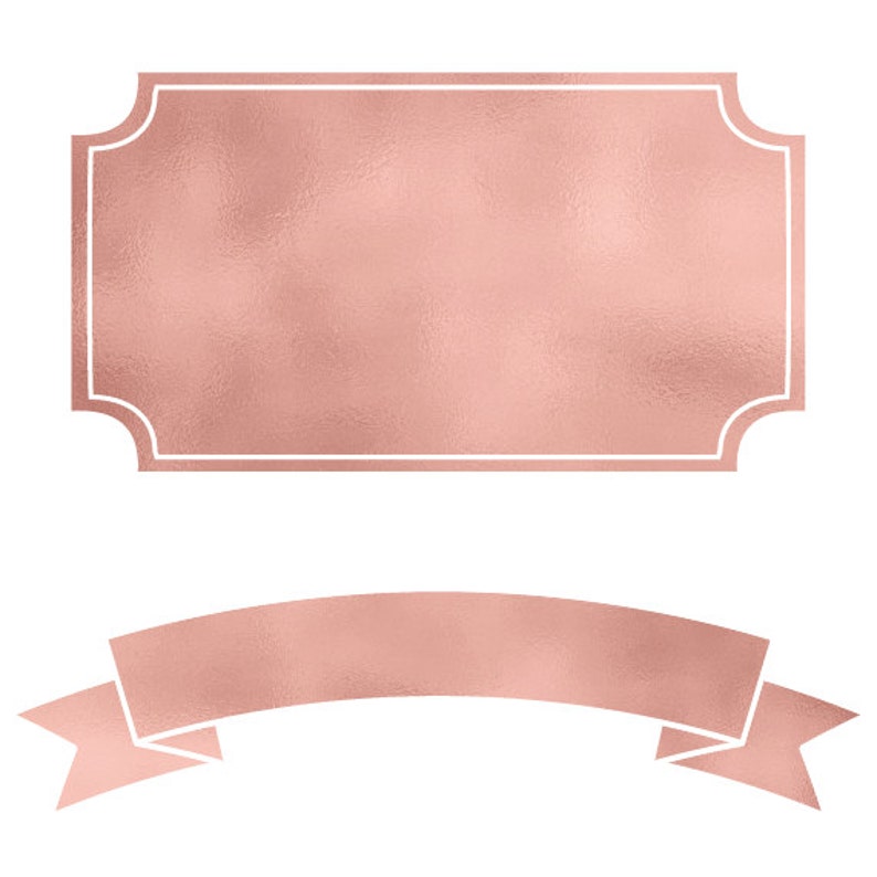 Rose Gold Banners & Frames Digital Labels PNG Instant | Etsy