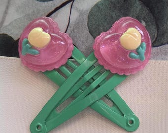 Pasadores para el cabello con forma de corazón de caramelo mágico