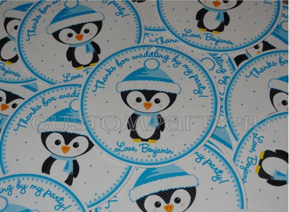 Adorable Penguin Winter ONEderland Custom Favor Tags for Boys Il_570xn