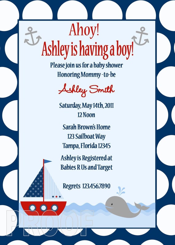 Nautical "Ahoy, It's a Boy" Baby Shower Invitation Il_570xn