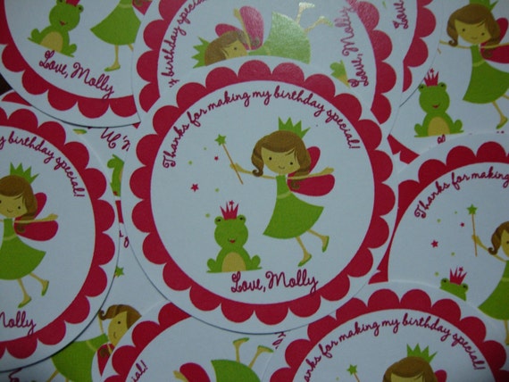 Fairy Princess with Frog Birthday Favor Tags Il_570xn