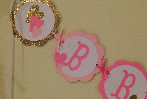 Adorable Pink and Gold Name Banner Il_570xn