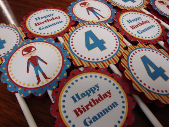Super Spider Hero Cupcake Toppers Il_570xn