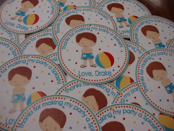 Pool Party Girl or Boy Favor Tags Il_570xn